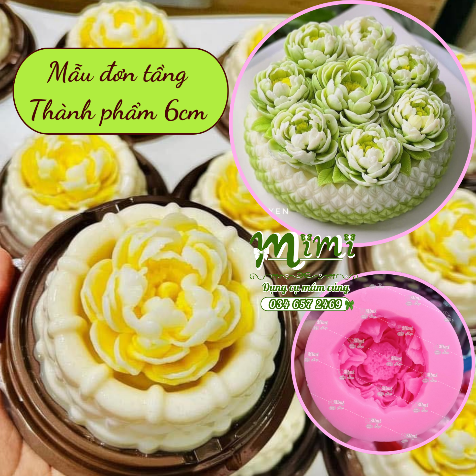 Khuôn silicon mẫu đơn tầng 6cm đổ thạch